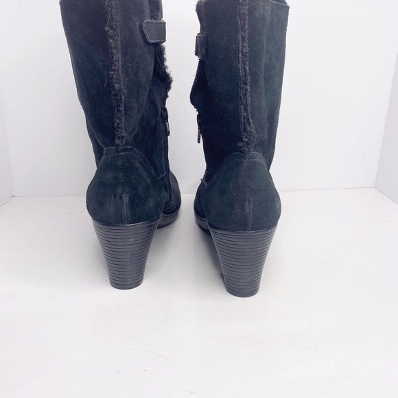 CLARKS Bendables Black Suede Leather Zip Ankle Boots Womens 10 W Lined 39384 - Picture 5 of 11